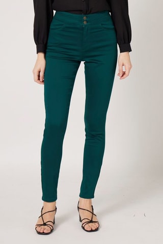 Jean skinny taille haute Vert foncé