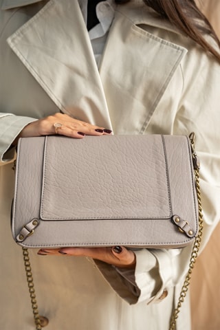 Sac bandoulière en cuir d'agneau Seren - Gris clair