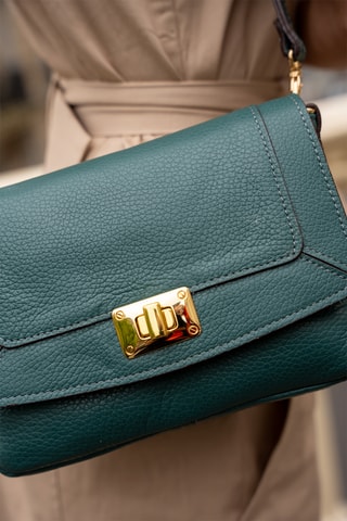 Sac bandoulière en cuir Gaby - Doré et vert