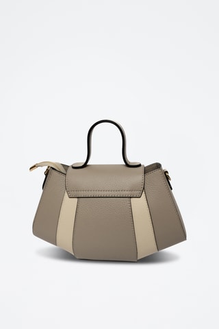 Sac bandoulière en cuir Lara - Taupe et blanc