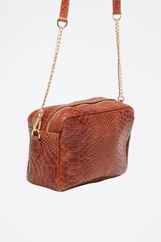 Sac bandoulière en cuir Cleo - Argenté et marron