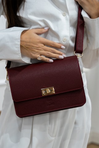 Sac bandoulière en cuir Gaya - Bordeaux