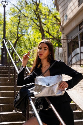 Sac bandoulière Maku - Argenté et noir