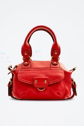 Mala de couro Mini Odelia - Vermelho e dourado