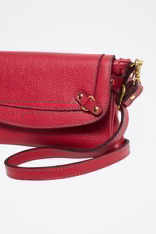 Sac bandoulière en cuir Joe - Doré, noir et rouge