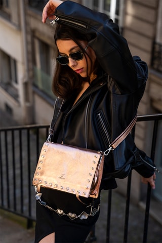 Sac bandoulière en cuir Iris - Doré rose