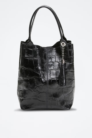 Sac porté épaule en cuir Star - Noir