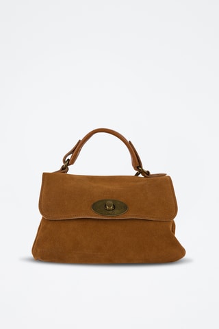 Mala em couro Frange - Camel