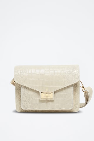 Sac bandoulière en cuir Amber crocos - Blanc