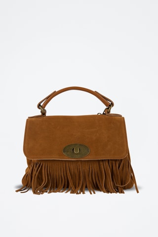 Mala em couro Frange  - Camel