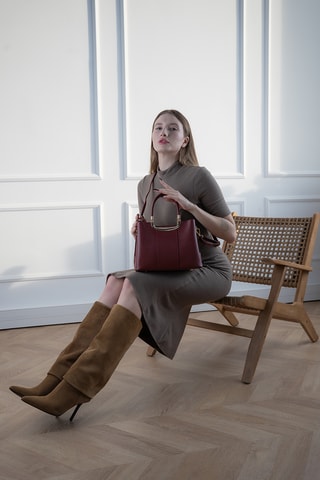 Sac bandoulière en cuir Olivia - Bordeaux