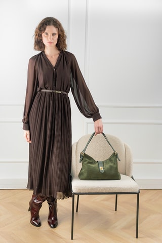 Sac bandoulière en nubuck Ella - Vert