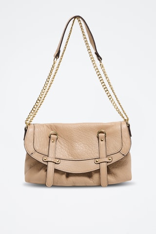 Sac porté épaule en cuir d'agneau James - Nude