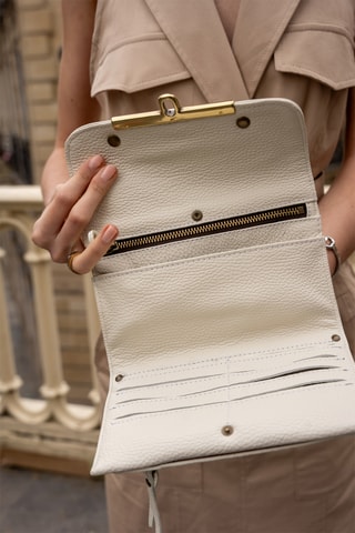 Sac bandoulière en cuir Simone - Blanc et doré