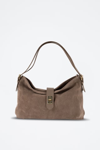 Sac bandoulière en nubuck Ella - Taupe