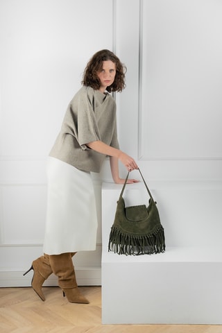 Sac bandoulière en nubuck Vega - Vert foncé