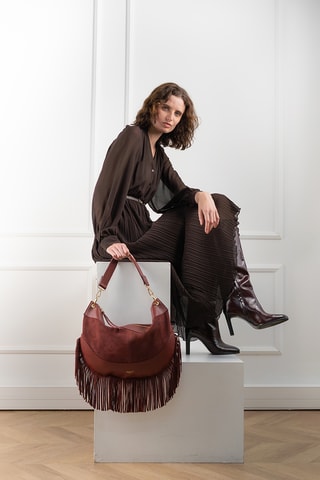 Sac porté épaule en nubuck Kael Frange - Bordeaux