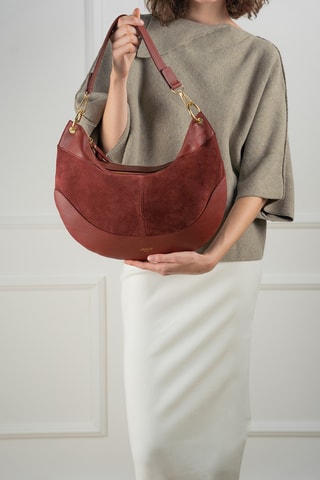 Sac bandoulière en nubuck Kael - Bordeaux