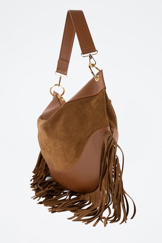 Sac bandoulière en nubuck Kael Frange - Camel