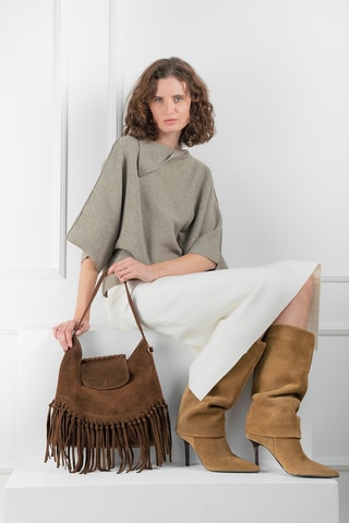 Mala a tiracolo de couro Vega - Castanho