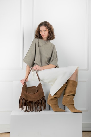 Mala a tiracolo de couro Vega - Castanho