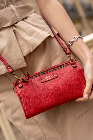 Sac bandoulière en cuir Simone - Doré et rouge