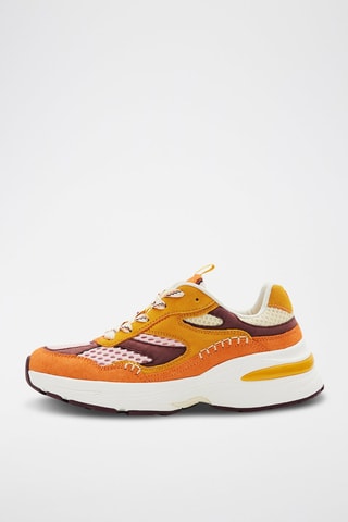 Sneakers in pelle scamosciata - Arancione e marrone scuro 