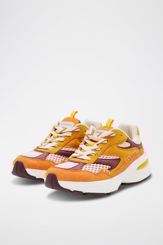 Sneakers in pelle scamosciata - Arancione e marrone scuro 