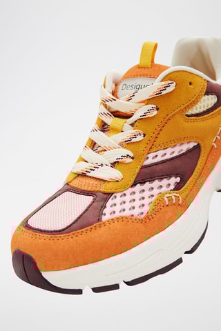 Sneakers in pelle scamosciata - Arancione e marrone scuro 