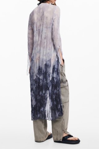 Cardigan lungo regular - Viola e blu scuro