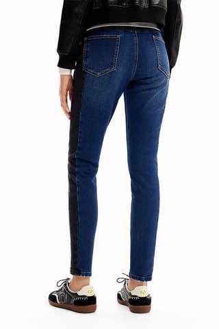 Jeans slim bimateriale - Nero e blu