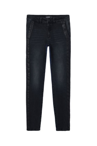 Jeans slim bimateriale - Nero e blu