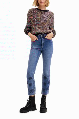 Jeans flare 7/8 a vita alta - Blu