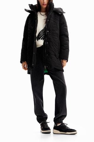 Piumino con cappuccio - Nero