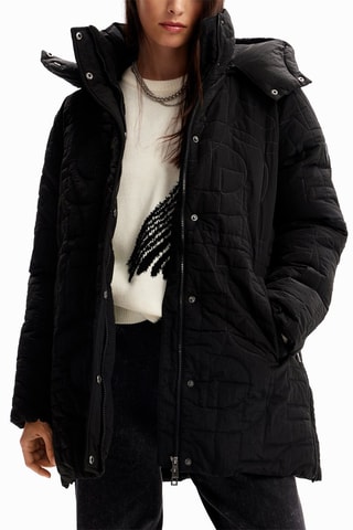 Piumino con cappuccio - Nero