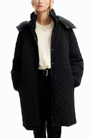 Piumino con cappuccio - Nero