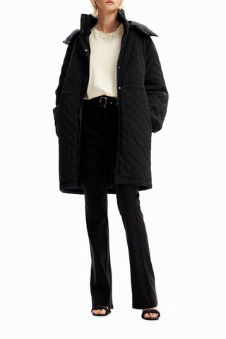 Piumino con cappuccio - Nero