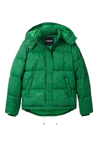 Piumino regular con cappuccio - Verde