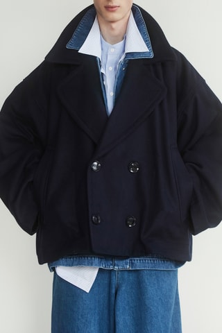 Caban oversize in lana - Navy