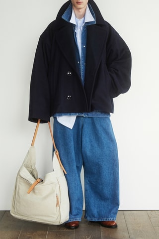 Caban oversize in lana - Navy