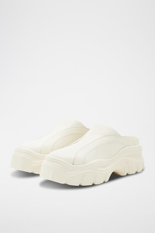 Ciabatte platform in pelle - Crema