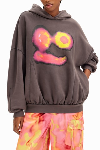 Felpa oversize con cappuccio - Antracite