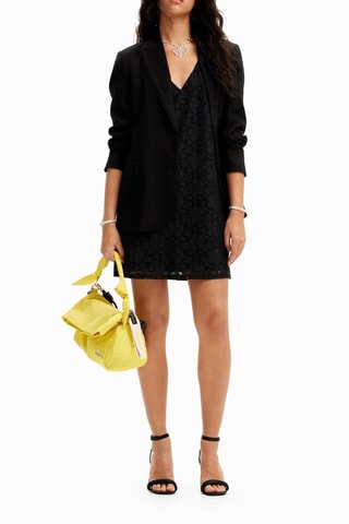 Abito taglio dritto in pizzo - Nero