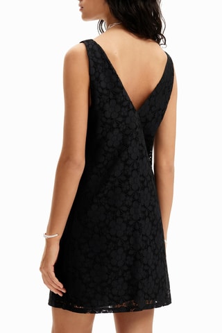 Abito taglio dritto in pizzo - Nero