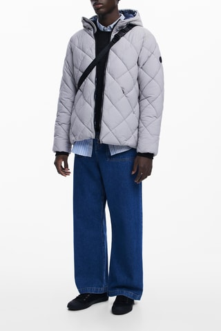 Piumino con cappuccio regular - Grigio chiaro