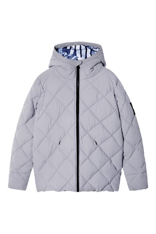 Piumino con cappuccio regular - Grigio chiaro