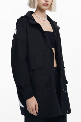 Parka regular con cappuccio - Nero