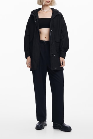 Parka regular con cappuccio - Nero