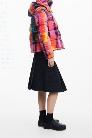 Piumino oversize con cappuccio - Rosa e arancione