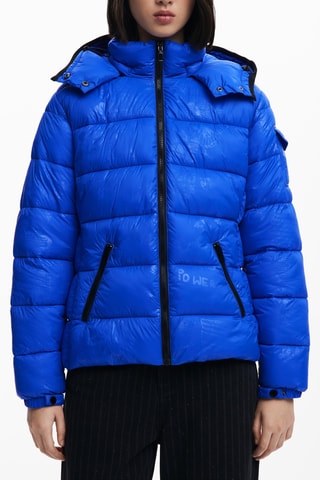 Piumino regular con cappuccio - Blu